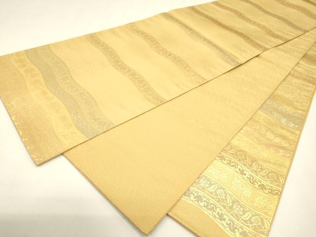平和屋本店▼六通柄袋帯 横段花唐草文 本金箔 正絹 逸品 DABJ7505fe