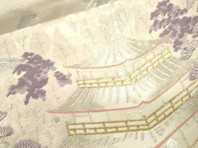 平和屋本店▼六通柄袋帯 金閣寺 本金二重箔 正絹 逸品 DABJ7516fe