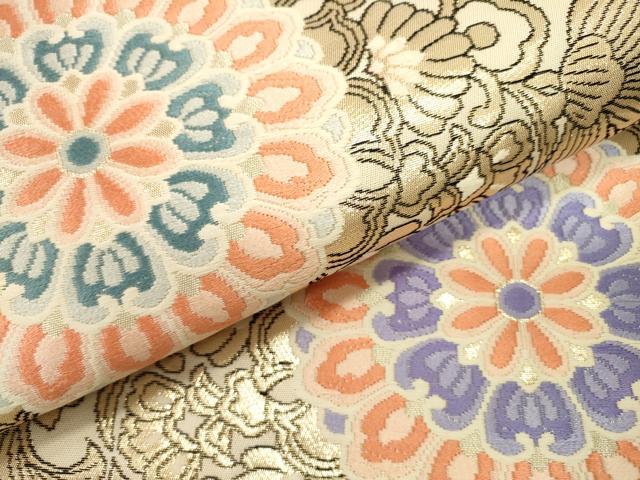 平和屋本店▼六通柄袋帯 唐織 正倉院更紗花唐草文 二重箔24K 正絹 逸品 DABJ7521fe
