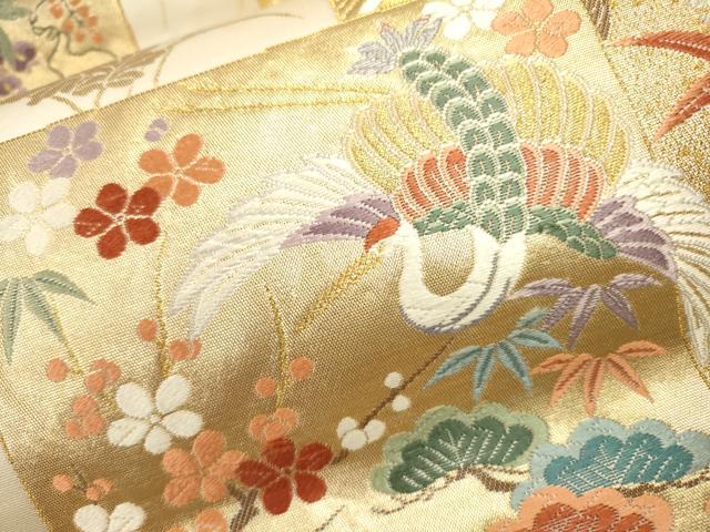 平和屋本店▼六通柄袋帯 能衣慶長の調 本金箔 三越扱い 正絹 逸品 DABJ7522fe