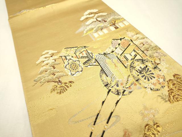 平和屋着物▼六通柄袋帯 御苑都之花 漆金九百錦 正絹 逸品 DABJ7527fe