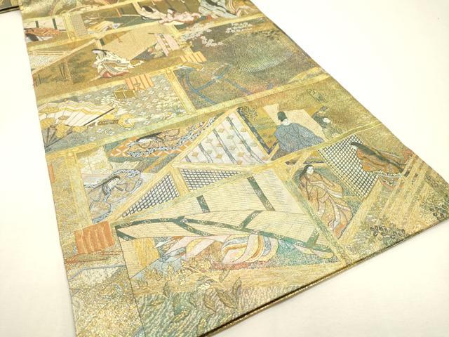 平和屋着物▼極上 西陣あさぎ 丸帯 徳川美術館秘蔵 本金プラチナ二重箔 正絹 逸品 DABJ7532fe