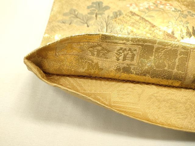 平和屋本店▼全通全景柄袋帯 洛中洛外図大観 本金箔 正絹 逸品 DABJ7544fe