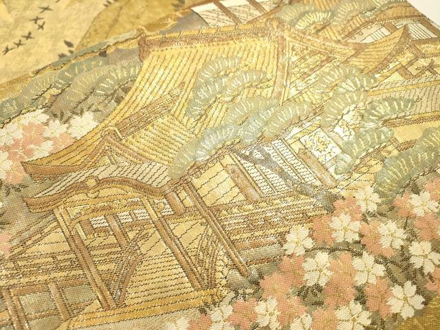 平和屋本店▼全通全景柄袋帯 洛中洛外図大観 本金箔 正絹 逸品 DABJ7544fe