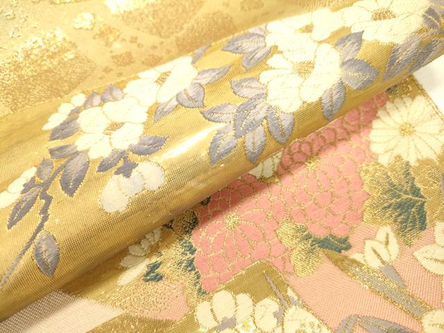 平和屋本店▼六通柄袋帯 九百錦 桃山 色紙に地山 24金箔 正絹 逸品 DABJ7546fe