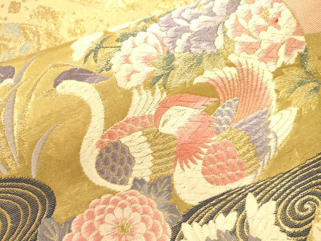 平和屋本店▼六通柄袋帯 九百錦 桃山 色紙に地山 24金箔 正絹 逸品 DABJ7546fe