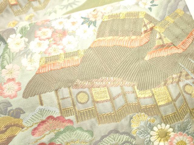 平和屋本店▼「美しいキモノ」お馴染みのメーカー となみ織物 六通柄袋帯 唐織 風景花文 純金箔 正絹 逸品 DABJ7555fe