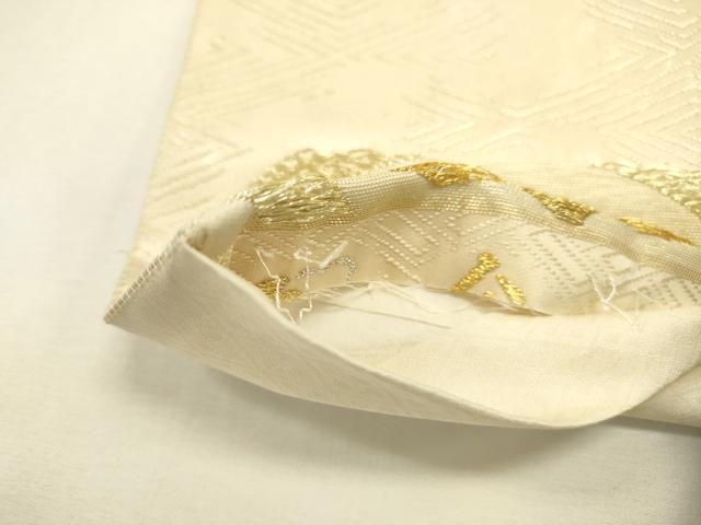 平和屋本店▼六通柄袋帯 絹浮織 花鳥丸文 本金糸 正絹 逸品 DABJ7557fe