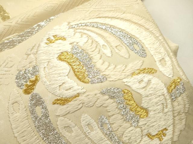 平和屋本店▼六通柄袋帯 絹浮織 花鳥丸文 本金糸 正絹 逸品 DABJ7557fe