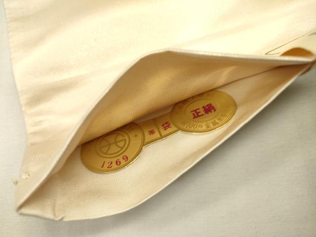 平和屋着物▼西陣 太鼓柄袋帯 駒刺繍 総刺繍 天井鳳凰花唐草文 金糸 正絹 逸品 未使用 DABJ7585fe