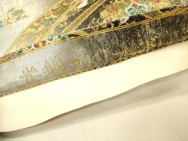 平和屋着物▼六通柄袋帯 光線プレリュード 向かい鳥正倉院花文 金銀糸 正絹 逸品 DABJ7608fe