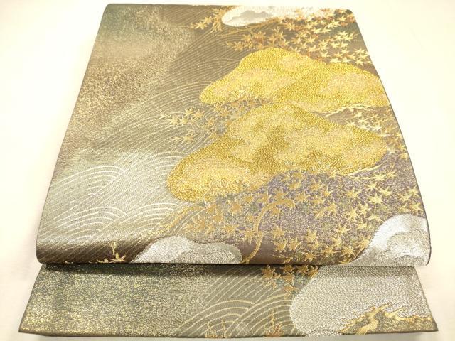 平和屋着物▼六通柄袋帯 松 金銀糸 正絹 逸品 DABJ7633fe