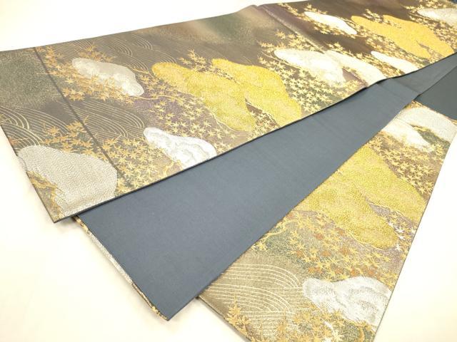 平和屋着物▼六通柄袋帯 松 金銀糸 正絹 逸品 DABJ7633fe