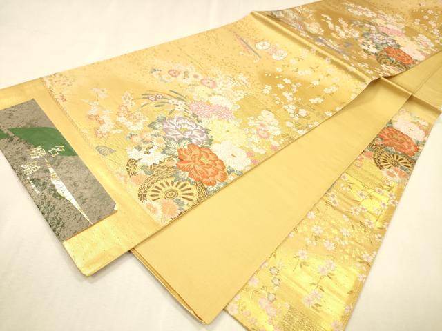 平和屋着物▼西陣 やまひで謹製 六通柄袋帯 唐織 名勝錦 花の達人 金糸 証紙付き 正絹 逸品 未使用 DABJ7647fe