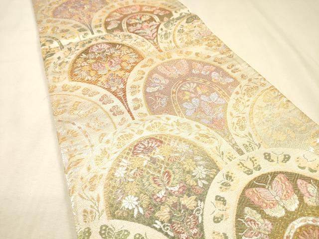 平和屋着物▼六通柄袋帯 舞蝶花文 金銀糸 正絹 逸品 DABJ7664fe