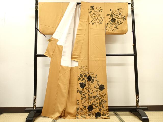 平和屋着物▼訪問着 作家物 手描き バラ 薔薇 正絹 逸品 DABJ7763fe