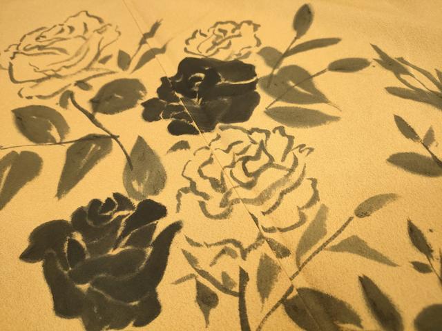 平和屋着物▼訪問着 作家物 手描き バラ 薔薇 正絹 逸品 DABJ7763fe