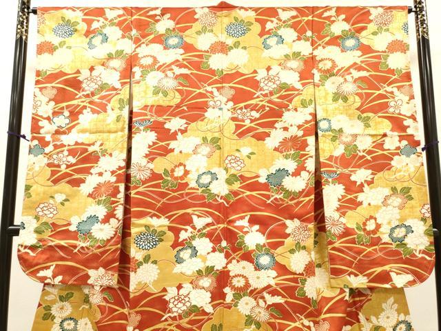平和屋着物▼豪華振袖 駒刺繍 雲取り花文 金彩 金通し地 正絹 逸品 DABJ7770fe