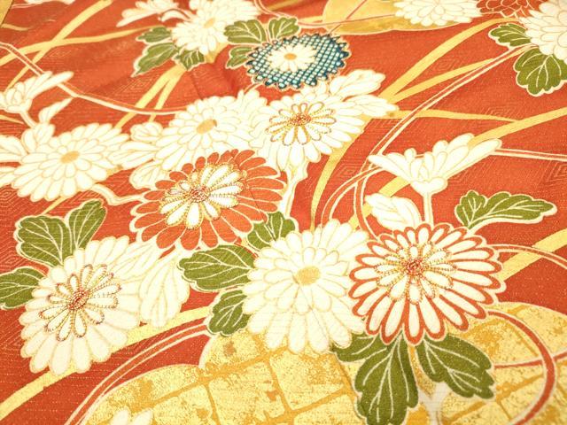 平和屋着物▼豪華振袖 駒刺繍 雲取り花文 金彩 金通し地 正絹 逸品 DABJ7770fe