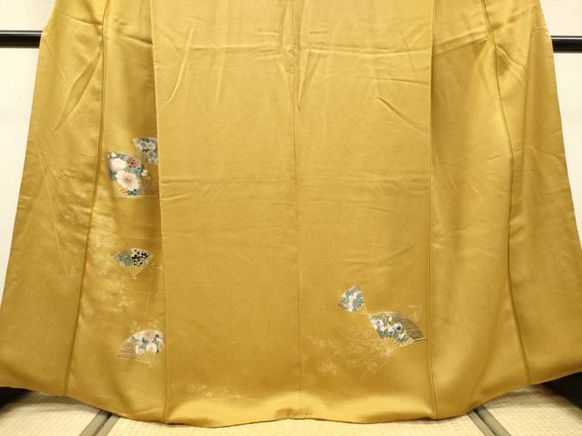 平和屋着物▼訪問着 扇面花文 金銀彩 正絹 逸品 DABJ7772fe