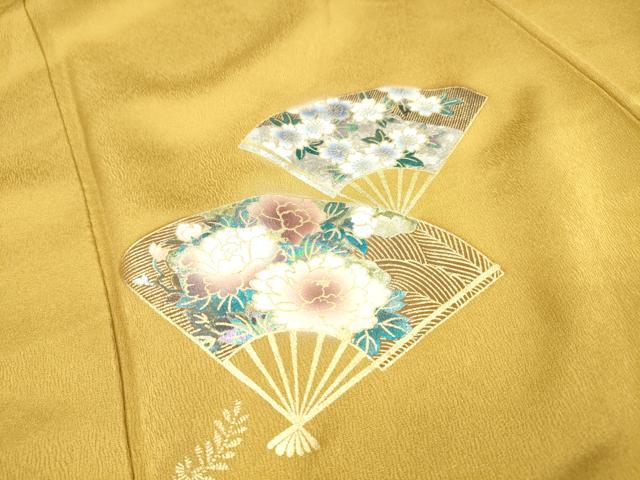平和屋着物▼訪問着 扇面花文 金銀彩 正絹 逸品 DABJ7772fe