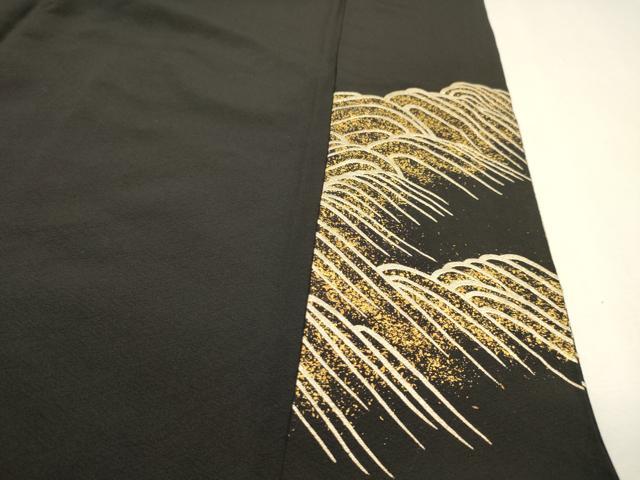 平和屋着物▼豪華黒留袖 作家物 駒刺繍 渡り舟立波松文 金彩 正絹 逸品 DABJ7779fe