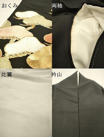 平和屋着物▼豪華黒留袖 駒刺繍 総刺繍 松 金糸 正絹 逸品 DABJ7780fe
