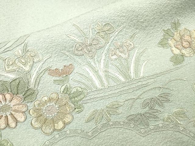平和屋着物▼中国三大刺繍 スワトウ刺繍 汕頭刺繍 総刺繍 訪問着 渡り橋風景花文 正絹 逸品 DABJ7781fe