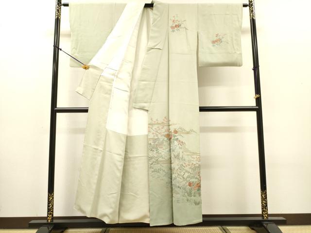 平和屋着物▼中国三大刺繍 スワトウ刺繍 汕頭刺繍 総刺繍 訪問着 水辺風景花文 暈し染 金糸 正絹 逸品 DABJ7783fe