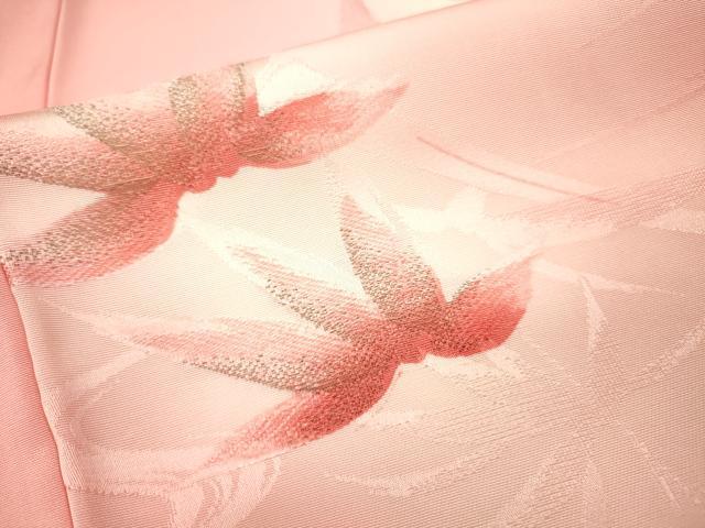 平和屋着物▼小振袖 二尺袖 地紋起こし 笹竹文 暈し染 金糸 正絹 逸品 DABJ7784fe