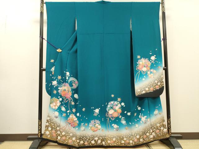 平和屋着物●豪華振袖 駒刺繍 花丸文 暈し染 金彩 正絹 逸品 DABJ7820fe
