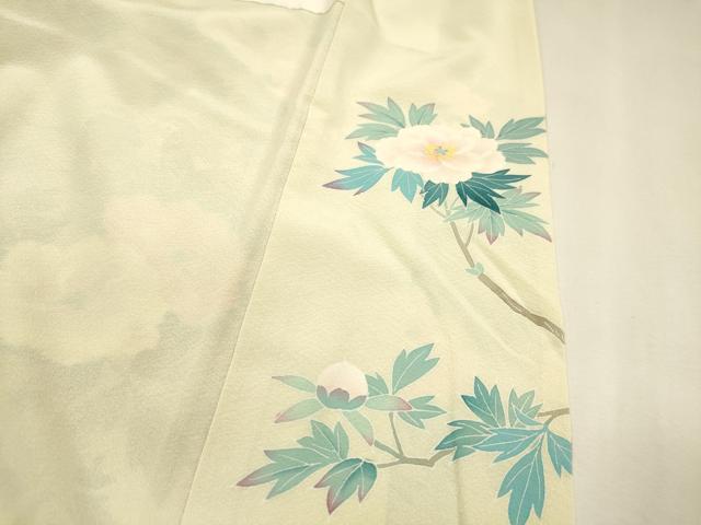 平和屋着物●訪問着 友禅 作家物 枝花に休み鳥 暈し染 反端付き 正絹 逸品 DABJ7825fe