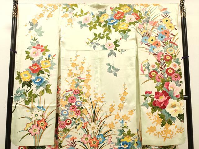 平和屋着物●豪華振袖 駒刺繍 草花 暈し染 正絹 逸品 DABJ7826fe