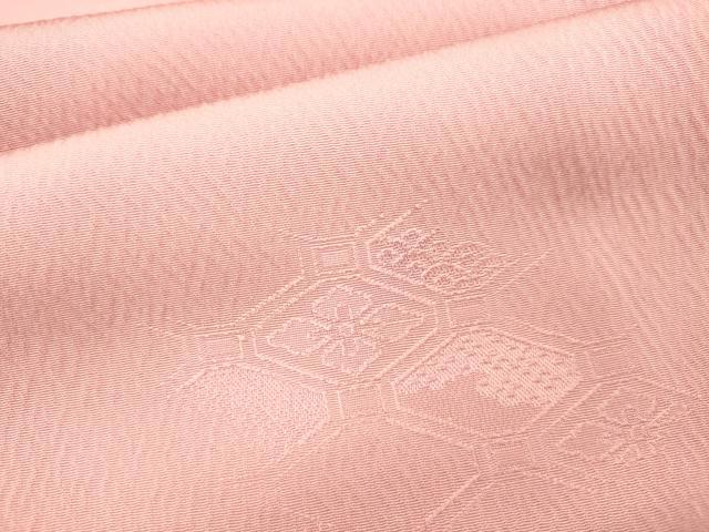 平和屋着物●上質な色無地 蜀江花地紋 鴇色 正絹 逸品 未使用 DABJ7838fe