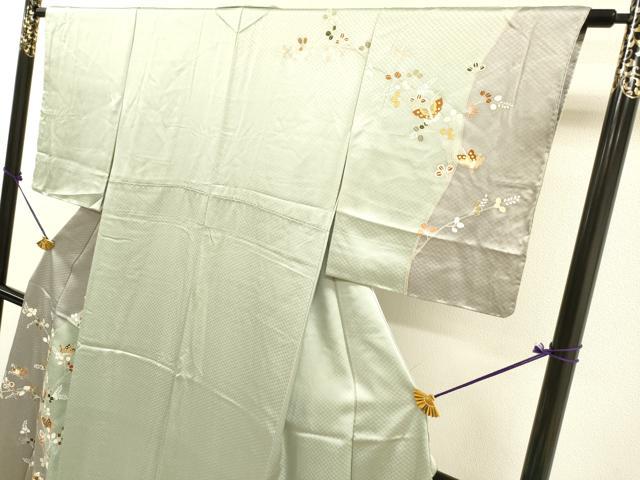 平和屋着物●日本舞踊家 岩井流宗元 岩井友見 十一代目 岩井半四郎 訪問着 刺繍 舞蝶枝花文 金彩 正絹 逸品 未使用 DABJ7842fe