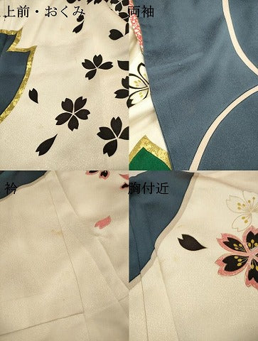 平和屋着物●豪華振袖 駒刺繍 舞桜 金彩 正絹 逸品 DABJ7849fe