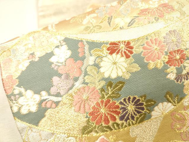 平和屋着物▼六通柄袋帯 唐織 宝尽くし鳳凰花文 金銀糸 正絹 逸品 DABJ7865fe