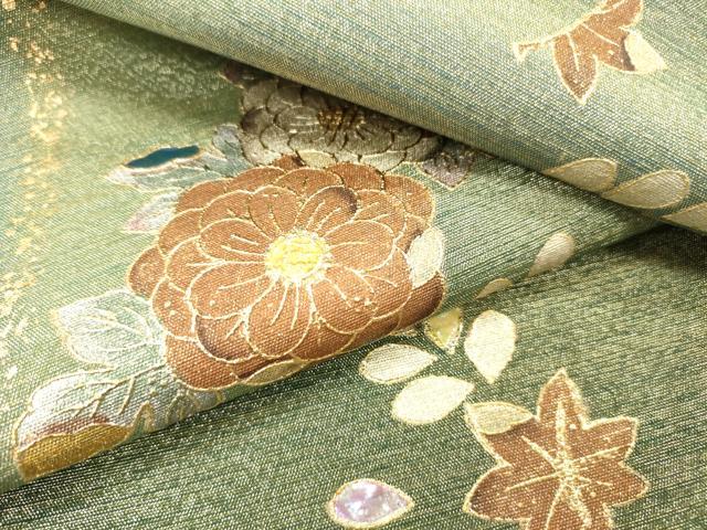 平和屋着物▼太鼓柄袋帯 螺鈿 辻が花 金銀彩 正絹 逸品 未使用 DABJ7918fe