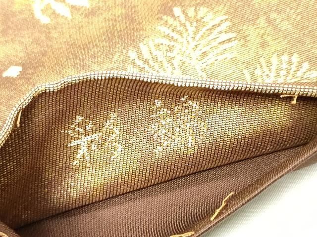 平和屋着物▼六通柄袋帯 市松取正倉華文 金糸 引箔 正絹 逸品 DABJ7949fe
