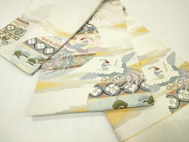 平和屋着物●爪掻き本綴れ 六通柄袋帯 鳳凰花唐草文 金銀糸 正絹 逸品 DABJ7976fe