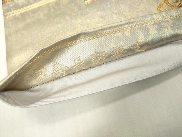 平和屋着物▼六通柄袋帯 中倉長斑華文 金糸 引箔 正絹 逸品 DABJ7979fe
