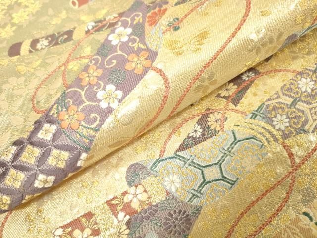 平和屋着物▼西陣 長嶋成織物 ながしま帯 六通柄袋帯 御所の響 金糸 正絹 逸品 DABJ7988fe