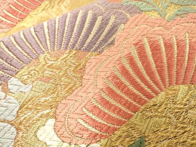 平和屋着物▼佐賀錦 六通柄袋帯 唐織 藤花房松文 金糸 正絹 逸品 DABJ7995fe