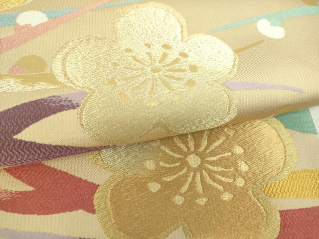 平和屋着物▼六通柄袋帯 枝梅 金糸 正絹 逸品 DABJ8011ps