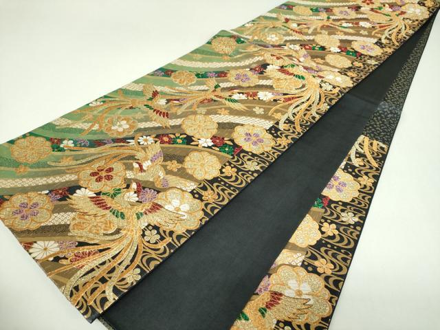 平和屋着物▼六通柄袋帯 鳳凰花文 金糸 正絹 逸品 DABJ8024ps