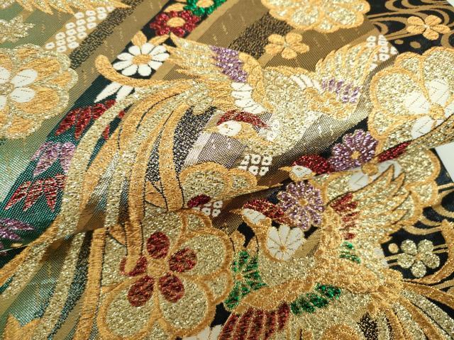 平和屋着物▼六通柄袋帯 鳳凰花文 金糸 正絹 逸品 DABJ8024ps