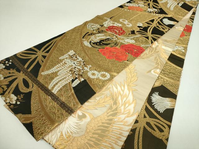 平和屋着物▼丸帯 几帳鳳凰花文 金糸 正絹 逸品 DABJ8050ps