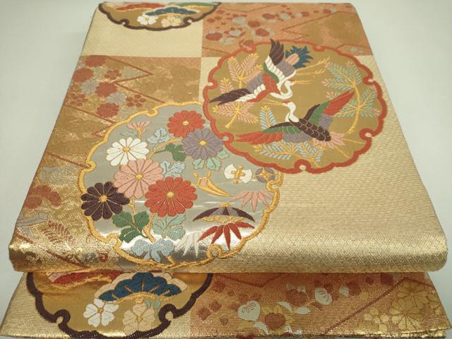 平和屋着物▼佐賀錦 両面 六通柄袋帯 唐織 松竹梅 雪輪宝尽くし花文 金銀糸 正絹 逸品 DABJ8052ps