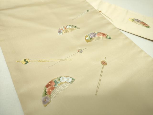 平和屋着物▼中国三大刺繍 相良刺繍 総刺繍 九寸名古屋帯 櫛 簪 金銀糸 正絹 逸品 DABJ8095ps