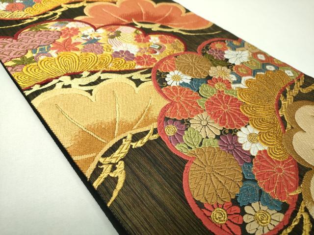 平和屋着物▼六通柄袋帯 唐織 老松重ね 羽衣 金糸 正絹 逸品 DABJ8108ps